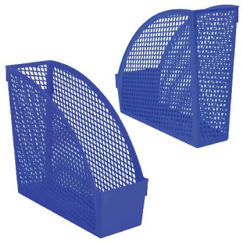 Лоток А4 вертикальный для бумаг Staff "Profit" 270*100*250мм сетчатый полипропилен синий (1/30)