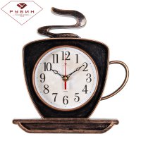 Часы настенные Рубин чашка пластик 25*24 корпус черный с медью (1/10)