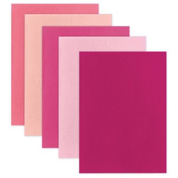 Цветной фетр для творчества А4 5л 5 цветов ОСТРОВ СОКРОВИЩ оттенки розового толщина 2 мм (1/5)