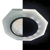 Ecola MR16 LD1652 GU5.3 Glass Стекло с подсветкой 8-угольник с прямыми гранями Матовый / Хром 25x90