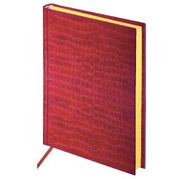 Ежедневник А5 Brauberg недатированный 138*213мм "Comodo" 160л красный под крокодиловую кожу золотой срез (1)