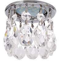 Ecola MR16 CR1006 GU5.3 Glass Стекло Круг с каплевидными хруст. на прямом подвесе Прозрачный / Хром