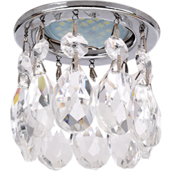 Ecola MR16 CR1006 GU5.3 Glass Стекло Круг с каплевидными хруст. на прямом подвесе Прозрачный / Хром