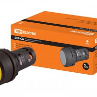 Кнопка TDM SB7-CAL55 1з+1р желтая с фиксацией (10)