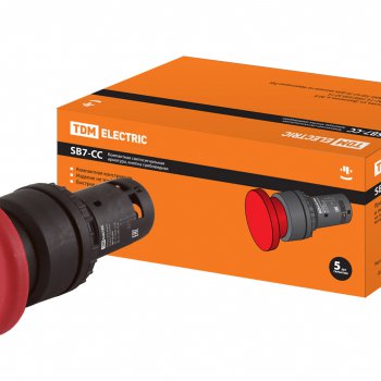 Кнопка TDM SB7-CCS545 Гриб 1з+1p красная возврат поворотом (10)