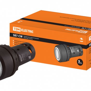 Кнопка TDM SB7-CW3161-24V LED 1з белый (10)