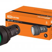 Кнопка TDM SB7-CWL3365-220V(LED) 1з+1р зеленая с фиксацией (10)