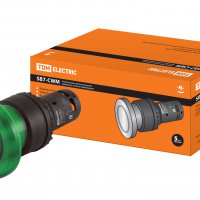 Кнопка TDM SB7-CWM31-220V Гриб 1з+1р подсв 220В зеленая (10)