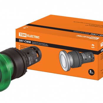 Кнопка TDM SB7-CWM31-220V Гриб 1з+1р подсв 220В зеленая (10)