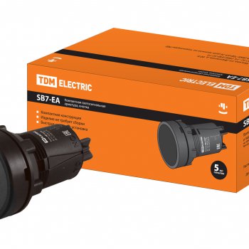 Кнопка переключатель TDM SB7-EA25 1з+1р черная (10)