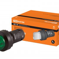 Переключатель TDM SB7-CK2361-220V I-O 1з подсветка короткая ручка зеленый (10)