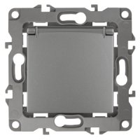 Механизм розетки Эра 12 1-ая с заземлением крышка графит (10)