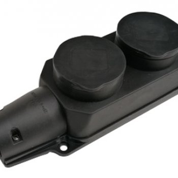 Колодка каучук InHome 2гнезда с заземлением 16А (10)