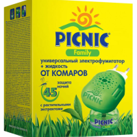 Комплект от комаров Picnic Family: жидкость 45ночей 30мл +фумигатор  акция