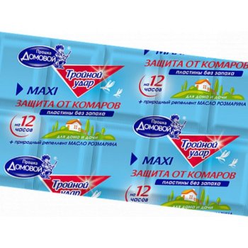Пластины от комаров Домовой 10шт Тройной удар (300)