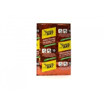 Пластины от мух комаров SuperBAT 10шт без запаха красные (10/240)