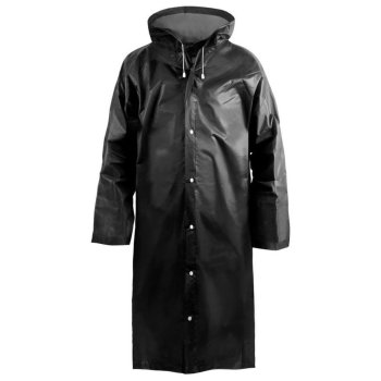Дождевик-плащ ПВХ 70х120 150мкм XL с кнопками черный Komfi (50)