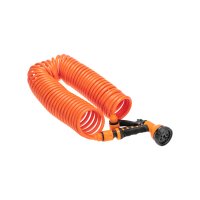 Шланг для полива спиральный 15м х 8мм пистолет-распылитель 2 коннектора адаптер Четыре Сезона (12)