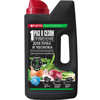 Удобрение сухое гранулир Bona Forte д/лука и чеснока пролонгированное с биодоступн кремнием 1л канистра шейкер (12)
