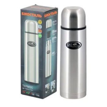 Термос 0,75л нержавеющая колба, нержавеющий корпус Биосталь (1/12)