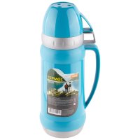 Термос 1,0л пластик стекл колба 2чашки Mallony Acqua (12)