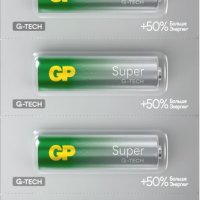 Батарейка LR 6 GP Super G-Tech 1/5xBL отрывной (60/600)