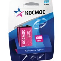 Аккумулятор NiMh 6F22 200мАч Космос 1xBL (6/72)