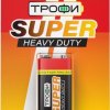 Батарейка 6F22 Трофи Super 1xBL (12/96)