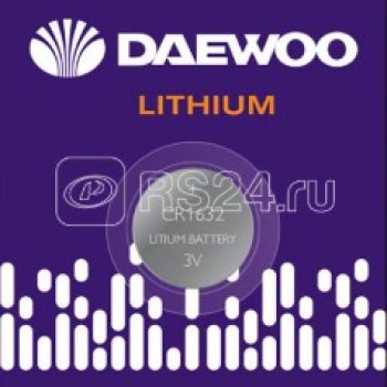 Батарейка литиевая CR 1632 Daewoo 1xBL 3V (1/20)
