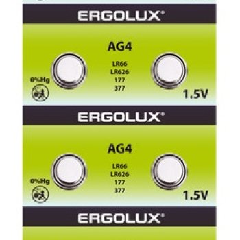 Батарейка часовая G04 (377, LR626, LR66) Ergolux 10xBL (100/2000)