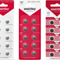 Батарейка часовая G09 (394 LR936 LR45) SmartBuy 10xBL (200)