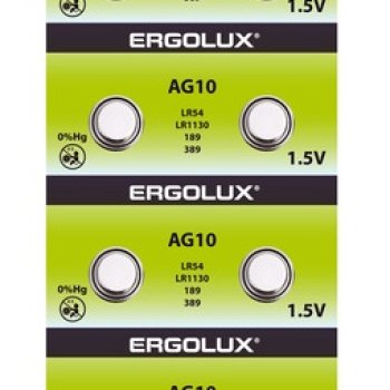 Батарейка часовая G10 (389 LR1130 LR54) Ergolux 10xBL (100/2000)