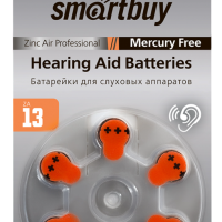 Батарейка для слуховых аппаратов SmartBuy A13 6xBL (60/3000)