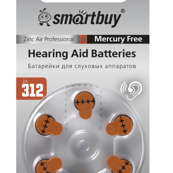 Батарейка для слуховых аппаратов SmartBuy A312 6xBL (60/3000)