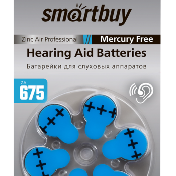 Батарейка для слуховых аппаратов SmartBuy A675 6xBL (60/3000)