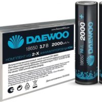 Аккумулятор Li-ion 18650 2000мАч Daewoo 2Box 20A 3.7V без защиты плос.конт. (20)