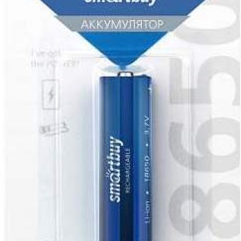 Аккумулятор Li-ion 18650 2200мАч SmartBuy 1xBL 3.7V без защиты выс.конт. (10/100)