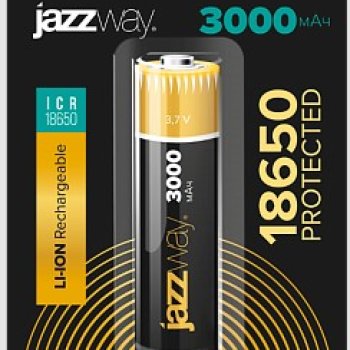 Аккумулятор Li-ion 18650 3000мАч Jazzway 1xBL 3.7V с защитой выс.конт. (10)