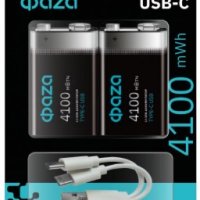 Аккумулятор Li-ion 6LR61 4100мАч Фаzа 2xBL USB-C +кабель (20)