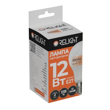Лампа диодная A60 12Вт Е27 3000К 1200Лм Relight (10/100)