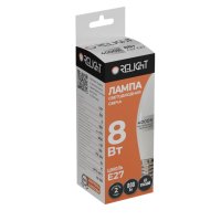 Лампа диодная свеча С37 8Вт E27 4000К 800Лм Relight (100)