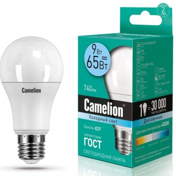 Лампа диодная A60  9Вт Е27 4500К 720Лм Camelion (10)