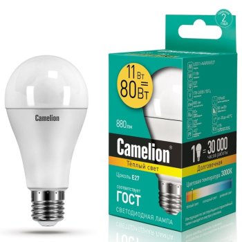Лампа диодная A60 11Вт Е27 3000К 840Лм Camelion (10)