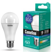 Лампа диодная A60 11Вт Е27 6500К 910Лм Camelion (10/100)
