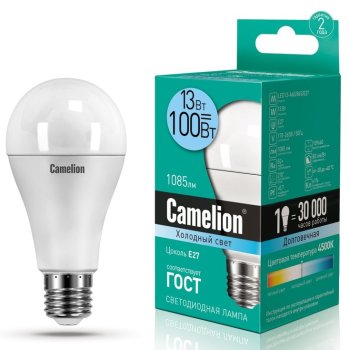 Лампа диодная A60 13Вт Е27 4500К 1085Лм Camelion (10/100)*