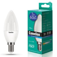 Лампа диодная свеча 7Вт Е14 6500К 580Лм Camelion (10)