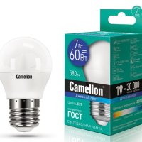 Лампа диодная шар G45 7Вт Е27 6500К 560Лм Camelion (10)
