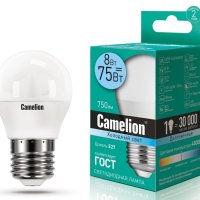 Лампа диодная шар G45  8Вт Е27 4500К 750Лм Camelion (10)