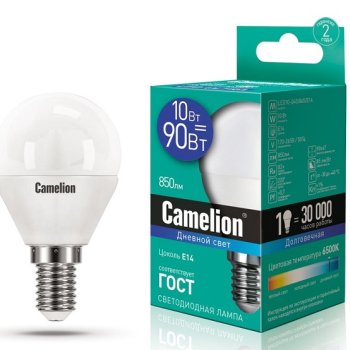 Лампа диодная шар G45 10Вт Е14 6500К 850Лм Camelion (10)