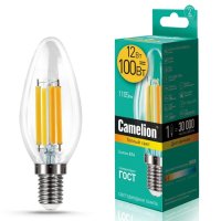 Лампа филамент свеча 12Вт Е14 3000К 1105Лм Camelion (10/100)